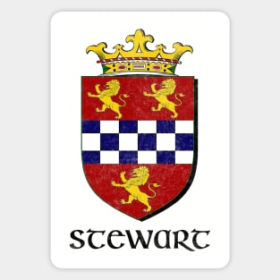 Stewart Name / Faded Style Family Crest Coat Of Arms Design Magnet